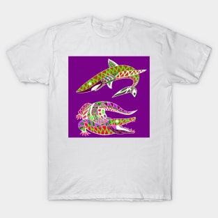 the kings of the swamp the shark and the alligator ecopop art T-Shirt